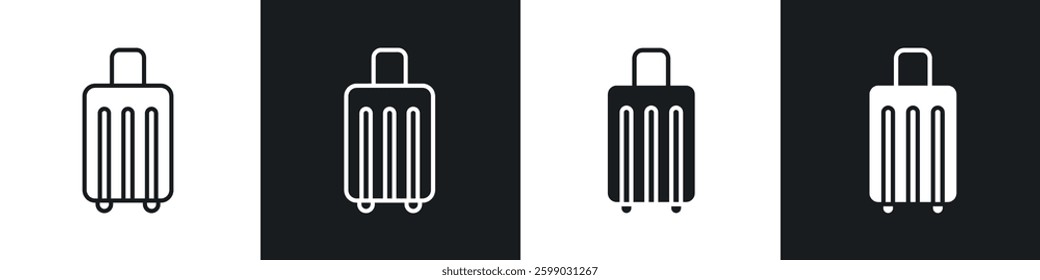Luggage icons in flat and linear vector illustration on white background.