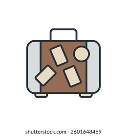 luggage icons isolated on White Background. Flat style design