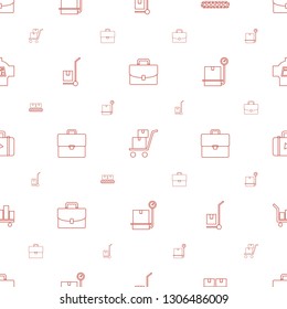 luggage icons pattern seamless white background. Included editable line case, luggage cart, luggage scan, cargo on cart, weight icons. icons for web and mobile.