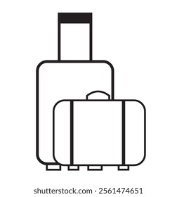 Luggage icons set and collection. Backpack, handbag, suitcase, briefcase, messenger bag, trolley, travel bag. thin line icons. Editable stroke icon. Vector illustration 