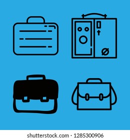 luggage icons set with suitcase, camera box and school bag vector set