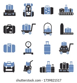 Luggage Icons. Two Tone Flat Design. Vector Illustration.