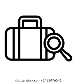 Diseño de iconos de línea de Vector de inspección de equipaje