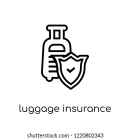 Luggage insurance icon. Trendy modern flat linear vector Luggage insurance icon on white background from thin line Insurance collection, editable outline stroke vector illustration