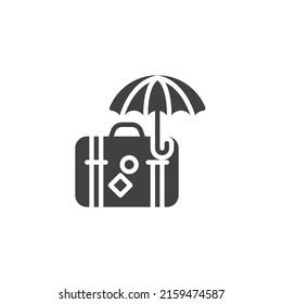 Luggage insurance vector icon. filled flat sign for mobile concept and web design. Luggage and umbrella glyph icon. Symbol, logo illustration. Vector graphics
