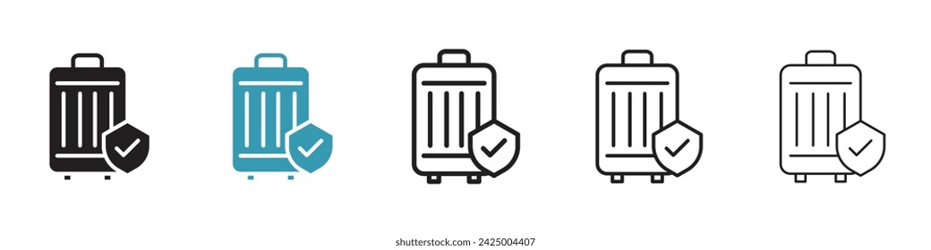 Luggage Insurance Vector Icon Set. Travel Safety vector symbol for UI design.