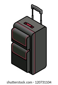 Luggage - a large soft roller bag with a pull-up handle.