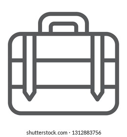 Luggage line icon, bag and baggage, suitcase sign, vector graphics, a linear pattern on a white background, eps 10.