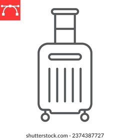 Luggage line icon, baggage and tourism, suitcase vector icon, vector graphics, editable stroke outline sign, eps 10.