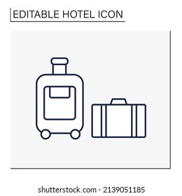 Luggage line icon. Bags and suitcases available for better travelling. Baggage with clothes, shoes, cosmetics. Hotel concept. Isolated vector illustration. Editable stroke
