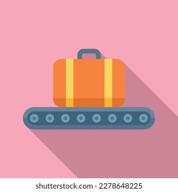 Luggage line icon flat vector. Airport plane. Way transport