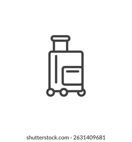 Luggage line icon. linear style sign for mobile concept and web design. Rolling suitcase with handle outline vector icon. Wheeled travel suitcase symbol, logo illustration. Vector graphics
