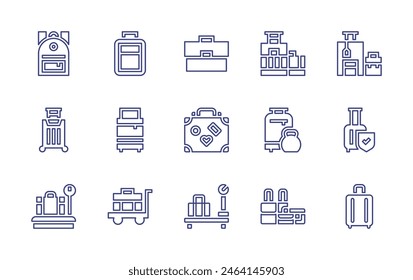 Luggage line icon set. Editable stroke. Vector illustration. Containing luggage, luggagescale, weight, scale, suitcase, backpack.