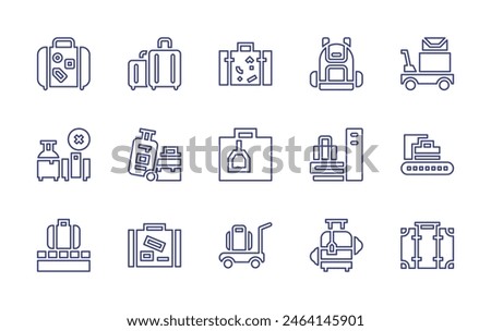 Luggage line icon set. Editable stroke. Vector illustration. Containing luggage, suitcase, luggagescan, baggage, backpack.