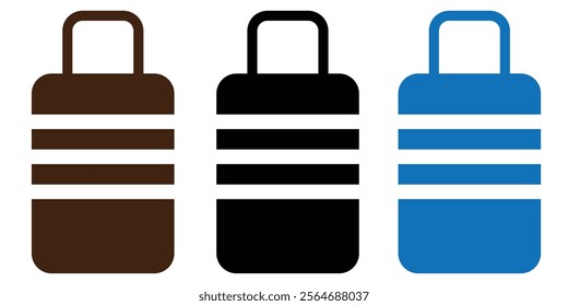 Luggage line icon set. Travel trip suitcase line icon. Travel bag icon set. Vacation, baggage and luggage symbol. 