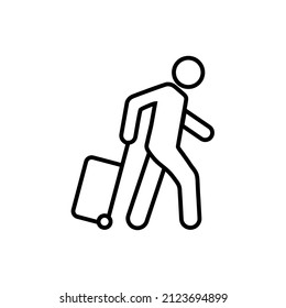 Luggage line icon, vector outline logo isolated on white background