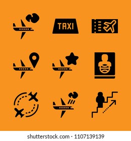 luggage, luxury, view and walking icon set. Vector illustration for web and design.