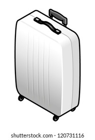 Luggage - a metallic hard case with casters.