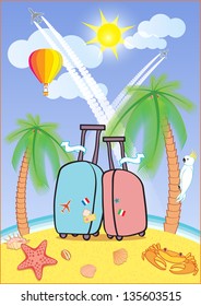 Luggage on the beach