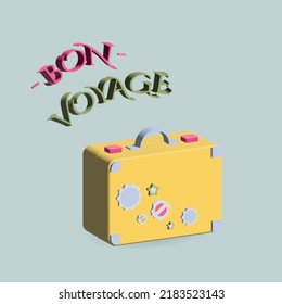 Luggage on blue background. 3D vector illustration.