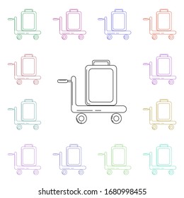 Luggage on a cart multi color style icon. Simple thin line, outline vector of airport icons for ui and ux, website or mobile application