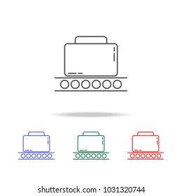 luggage on a conveyor belt icon. Elements in multi colored icons for mobile concept and web apps. Icons for website design and development, app development on white background