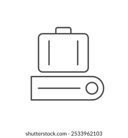 Luggage on conveyor line icon