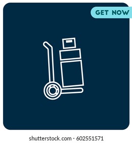Luggage on Trolley Vector Icon, The outlined symbol of cart on wheels with baggage. Simple, modern flat vector illustration for mobile app, website or desktop app  