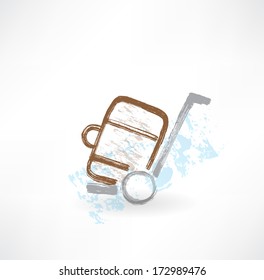 luggage on wheels grunge icon