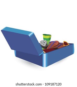 Luggage packed for vacation vector illustration on white background
