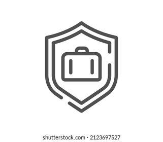 Luggage protect line icon. Suitcase bag sign. Baggage secure symbol. Quality design element. Linear style luggage protect icon. Editable stroke. Vector