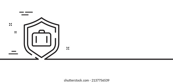 Luggage protect line icon. Suitcase bag sign. Baggage secure symbol. Minimal line illustration background. Luggage protect line icon pattern banner. White web template concept. Vector