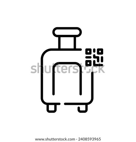 Luggage and qr code. Automated baggage tracking. Pixel perfect, editable stroke