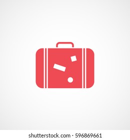 Luggage Red Flat Icon On White Background