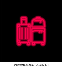 Luggage red glowing neon ui ux icon. Glowing sign logo vector