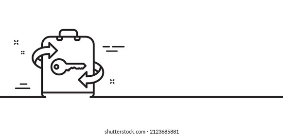 Luggage room line icon. Baggage Locker sign. Travel service symbol. Minimal line illustration background. Luggage line icon pattern banner. White web template concept. Vector