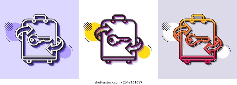 Luggage room line icon. Halftone dotted pattern. Gradient icon with grain shadow. Baggage Locker sign. Travel service symbol. Line luggage icon. Various designs. Vector