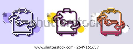 Luggage room line icon. Halftone dotted pattern. Gradient icon with grain shadow. Baggage Locker sign. Travel service symbol. Line luggage icon. Various designs. Vector