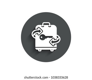 Luggage room simple icon. Baggage Locker sign. Travel service symbol. Circle flat button with shadow. Vector