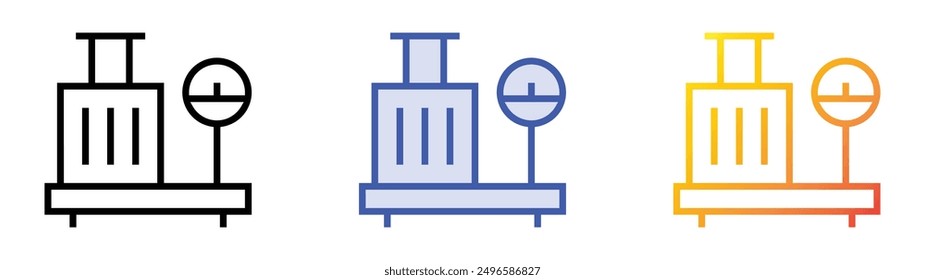 luggage scale icon. Linear, Blue Fill and Gradient Style Design Isolated On White Background