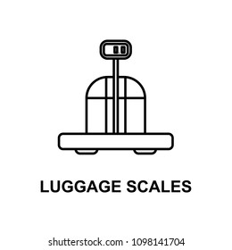 luggage scales icon. Element of measuring instruments icon with name for mobile concept and web apps. Thin line luggage scales icon can be used for web and mobile. Premium icon