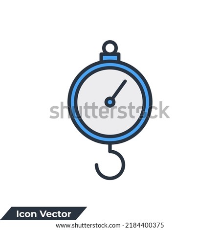 luggage scales icon logo vector illustration. Analog luggage scale symbol template for graphic and web design collection