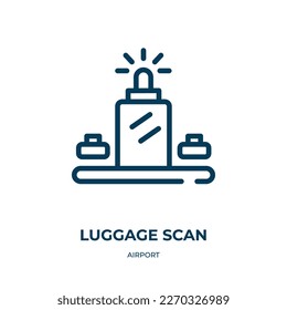 Luggage scan icon. Linear vector illustration from airport collection. Outline luggage scan icon vector. Thin line symbol for use on web and mobile apps, logo, print media.