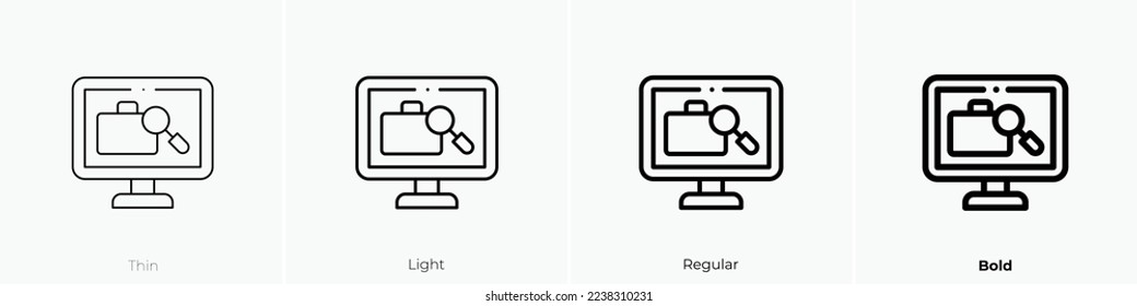 luggage scan icon. Thin, Light Regular And Bold style design isolated on white background