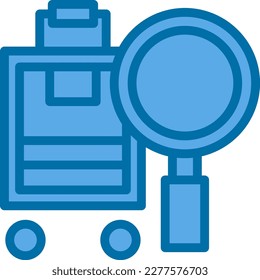 Luggage Searching Filled Blue Vector Icon Design
