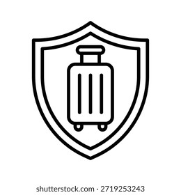 Ilustração do vetor da proteção da bagagem, ícone do estilo da linha