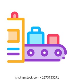 Icono del sistema de seguridad del equipaje Vector de línea delgada. Equipo De Rayos X Del Aeropuerto Para Verificar La Ilustración Del Símbolo Del Color Del Equipaje Del Pasajero