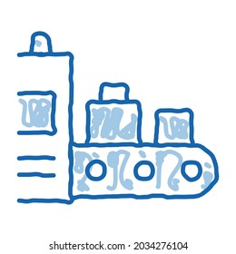 Luggage Security System sketch icon vector. Hand drawn blue doodle line art Airport X-ray Equipment For Checking Passenger Baggage sign. isolated symbol illustration