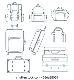 Luggage set. Vector bag icons