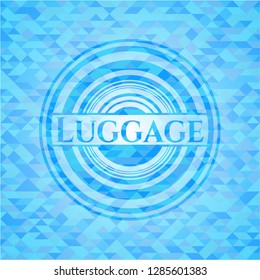 Luggage sky blue emblem with triangle mosaic background